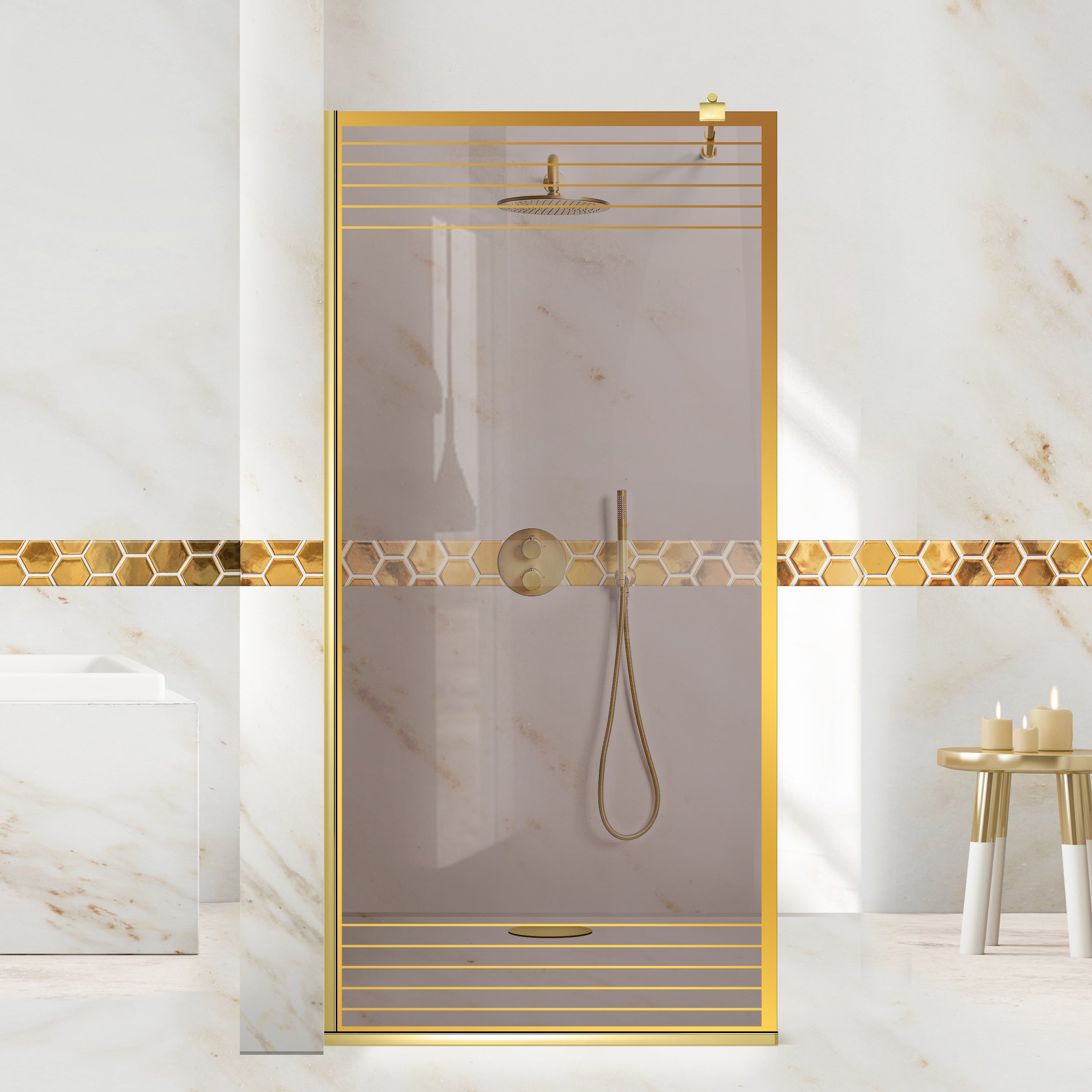 Zuhanyfal Walk-in, zuhanyfal Arany, #Bronz #Bronz