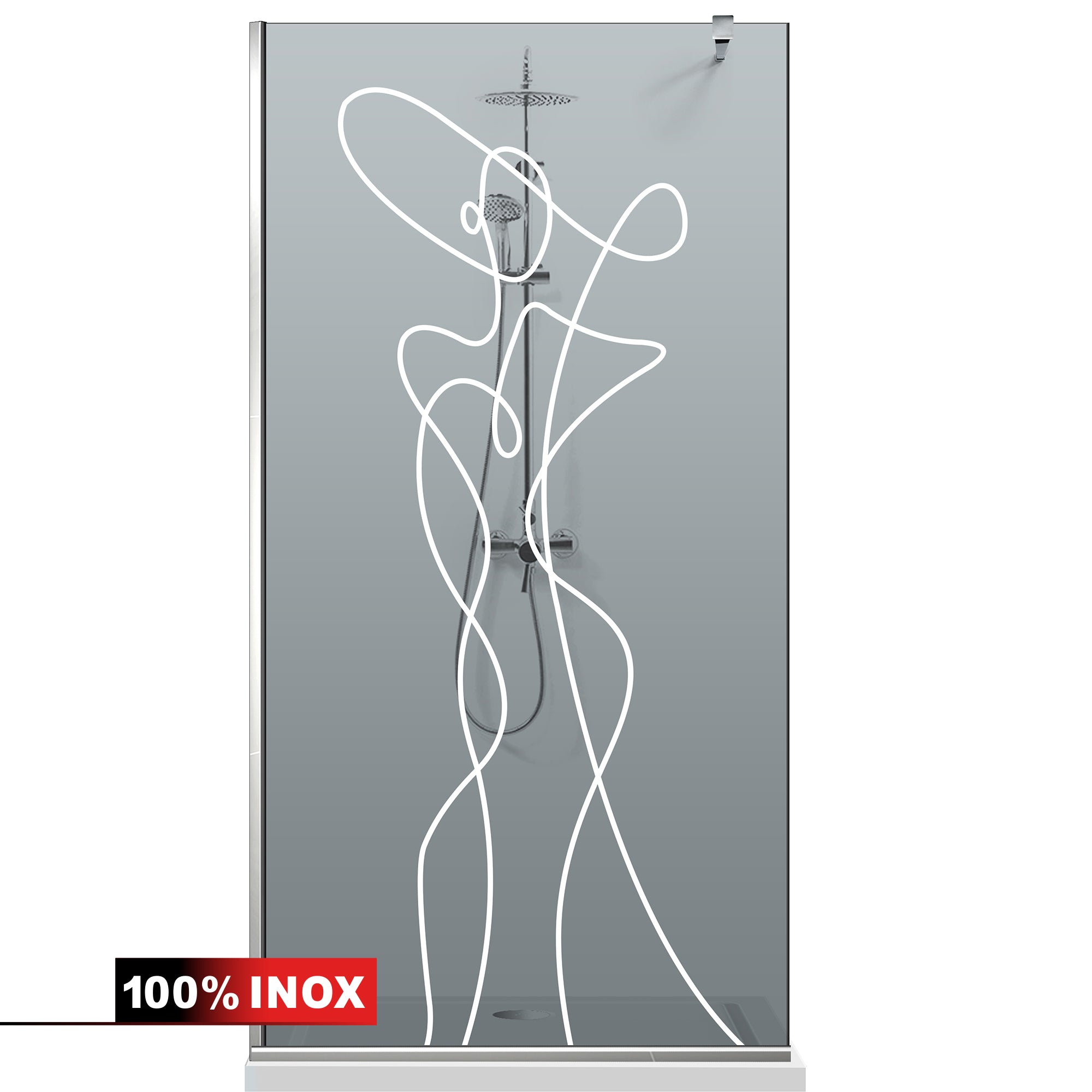 Paravan dus Walk-in, Perete dus Inox, #Gri #Szürke