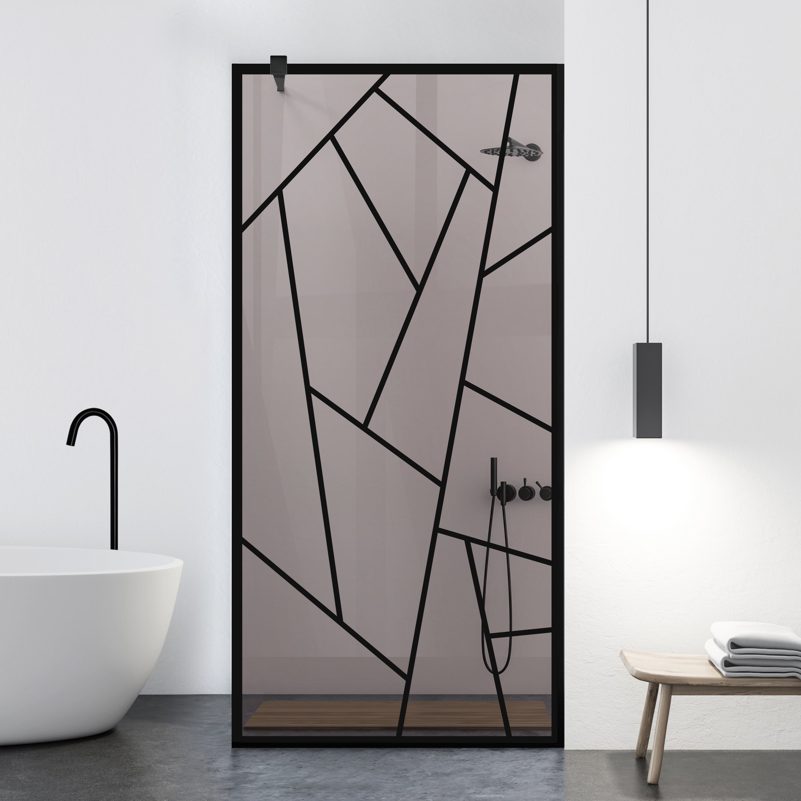 Paravan dus Walk-in, Perete dus Negru, #Bronz #Bronz