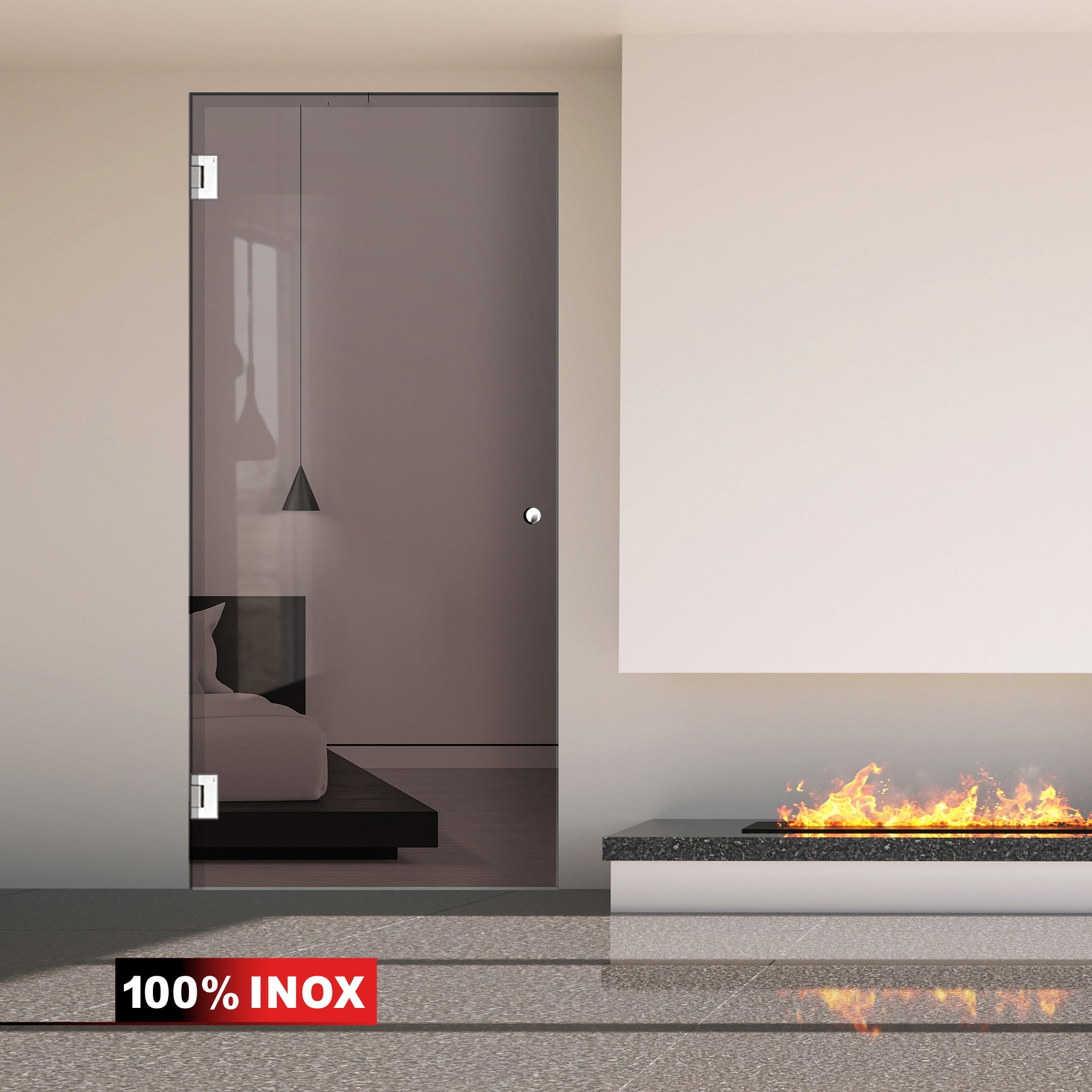 Nyíló üvegajtó rozsdamentes acélból, #Bronz