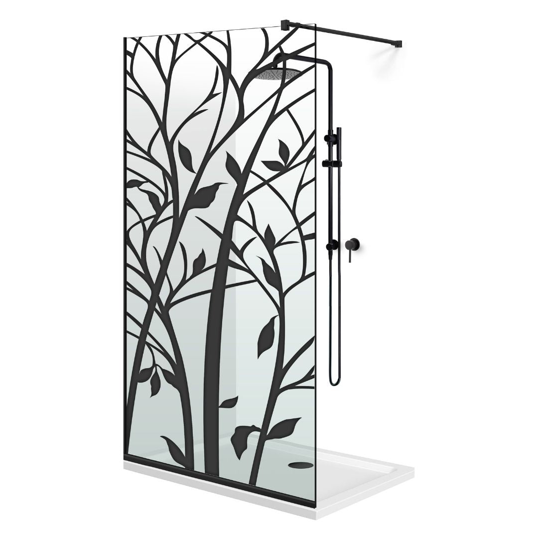 Zuhanyfal Walk-in, fekete zuhanyfal, #Átlátszó #Víztiszta