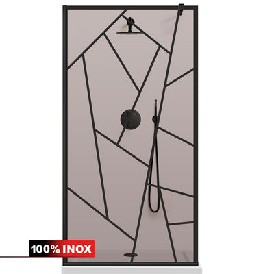 Paravan dus Walk-in, Perete dus  Negru, #Bronz #Bronz