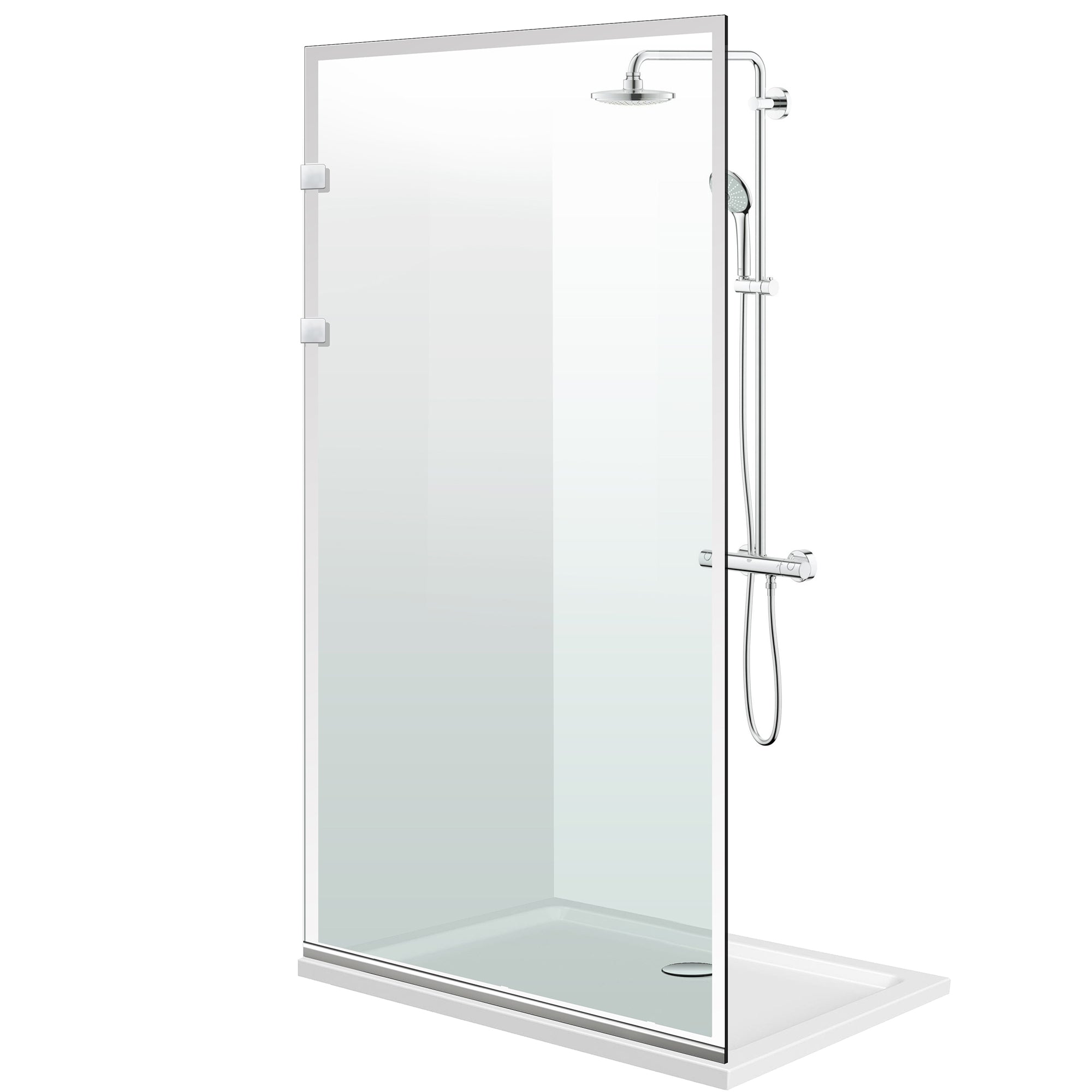Aqua Elegance ® INOX walk-in zuhanyfal, Frame színtelen modell, teljes rozsdamentes acél szerelvények, átlátszó, biztonsági üveg