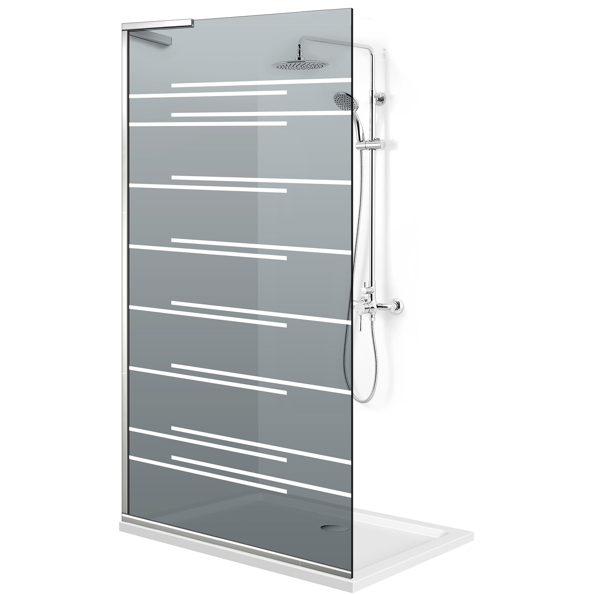 Zuhanyfal Walk-in, Zuhanyfal Rozsdamentes acél, #Szürke #Szürke