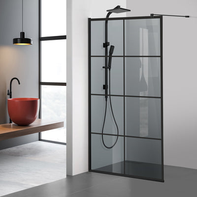 Zuhanyfal Walk-in, fekete zuhanyfal, #Szürke #Szürke