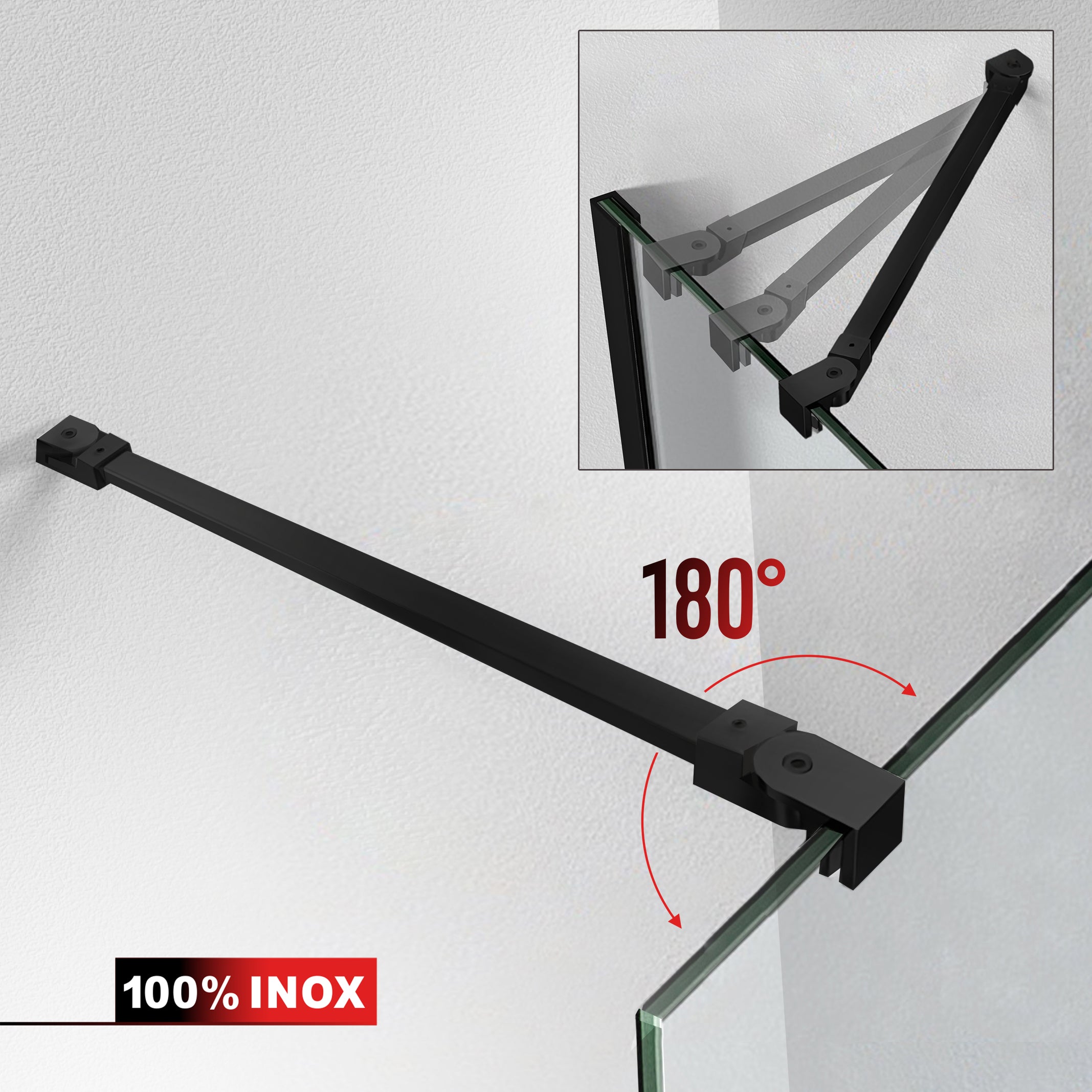 Zuhanyfal Walk-in, fekete zuhanyfal, #Szürke #Szürke
