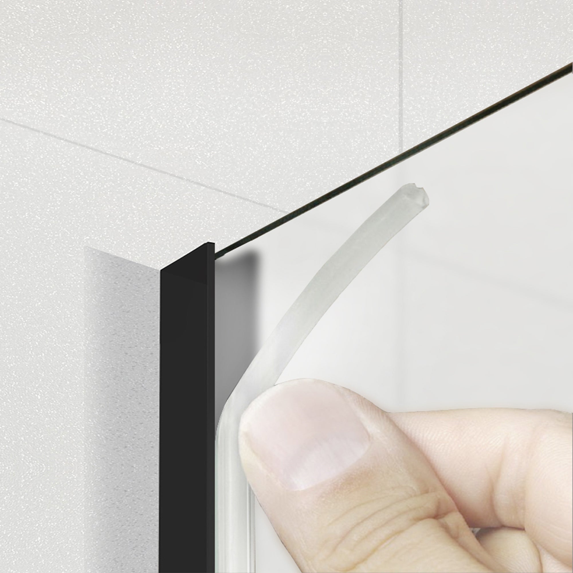 Paravan dus Walk-in, Perete dus  Negru, #Mat #Matt